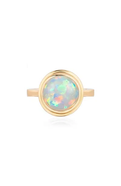 Goshwara Rock N Roll 18k Gold Round Cabochon Opal Ring In 18k Yellow Gold/opal