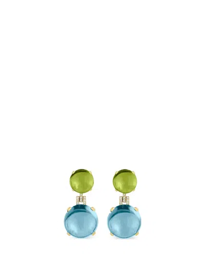 Goshwara Rock N Roll Peridot And Blue Topaz Earrings In Multi
