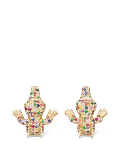 Goshwara Sapphire And Onyx Crocodile Earrings In Multi