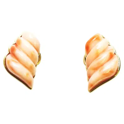Pre-owned Goshwara Shaded Pink Coral Earrings In Red