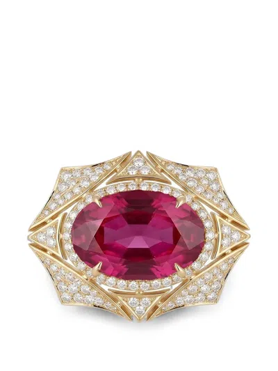 Goshwara Web Pink Tourmaline Ring In Gold