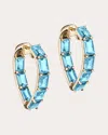 Goshwara Women's Blue Topaz & 18k Gold Heart Hoop Earrings In Blue