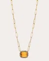Goshwara Women's Citrine & Tiger's Eye Inlay 18k Gold Emerald-cut Pendant Necklace In Yellow
