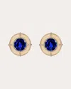 Goshwara Women's Diamond & Blue Sapphire 18k Gold Limited Edition Medallion Stud Earrings In Blue