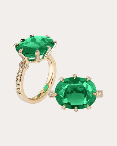 Goshwara Women's Diamond & Emerald 18k Gold G-one Ring In Green
