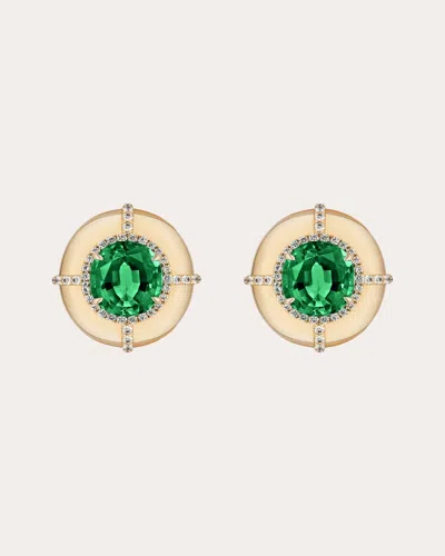 Goshwara Women's 18k Gold Diamond And Emerald Earrings In Green