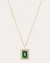 Goshwara Women's Diamond & Green Tourmaline 18k Gold G-one Medallion Pendant Necklace In Green