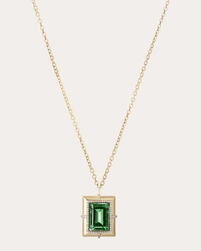 Goshwara Women's Diamond & Green Tourmaline 18k Gold G-one Medallion Pendant Necklace