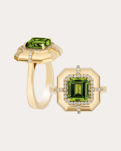 Goshwara Women's Diamond & Green Tourmaline 18k Gold Limited Edition Medallion Ring