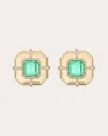 Goshwara Women's Emerald & Diamond 18k Gold Asscher Stud Earrings In Green