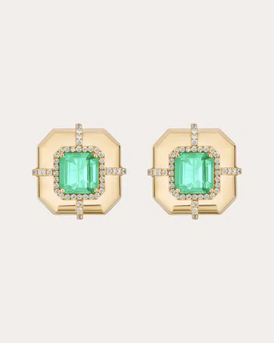 Goshwara Women's Emerald & Diamond 18k Gold Asscher Stud Earrings In Green