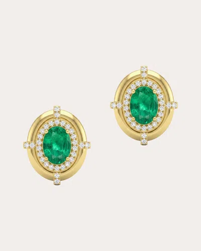 Goshwara Women's Emerald Limited Edition Medallion Stud Earrings In Green