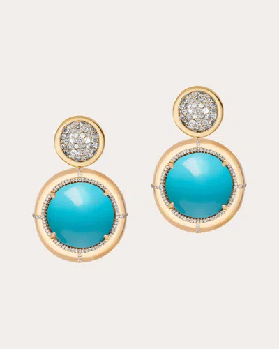 Goshwara Women's G-one Medallion 18k Gold Turquoise And Diamond Earrings In Blue