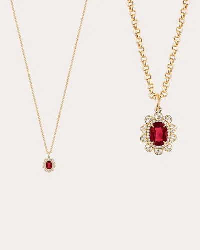 Goshwara Women's Garnet & Diamond G-one Organic Pendant Necklace In Gold