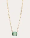 Goshwara Women's Prasiolite & Malachite Inlay 18k Gold Emerald-cut Pendant Necklace In Green