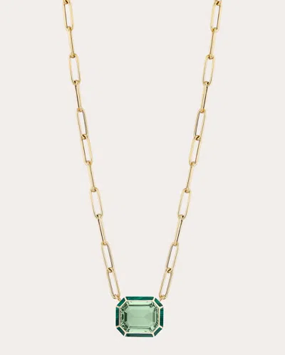 Goshwara Women's Prasiolite & Malachite Inlay 18k Gold Emerald-cut Pendant Necklace