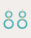 Goshwara Turquoise Cabochon & Diamond Circle Drop Earrings In Blue