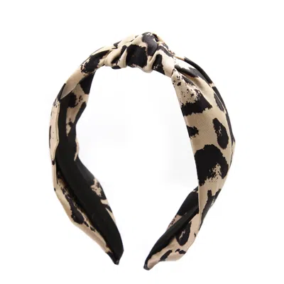 Gosia Orlowska Women's Neutrals ‘kato' Animal Print Silk Knot Headband In Brown