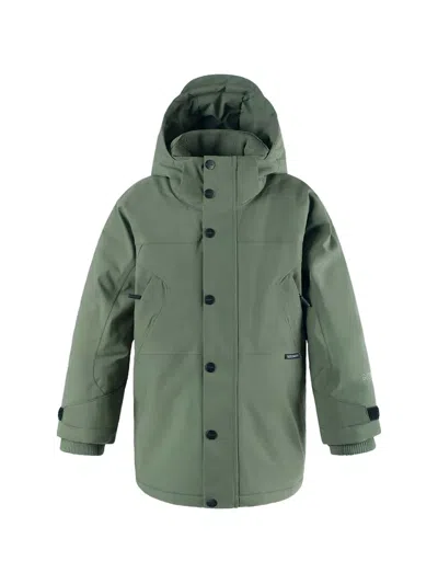 Gosoaky Kids' Buttoned Hooded Jacket In Green