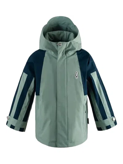 Gosoaky Kids' Roaring Cat Hooded Panelled Jacket In Green