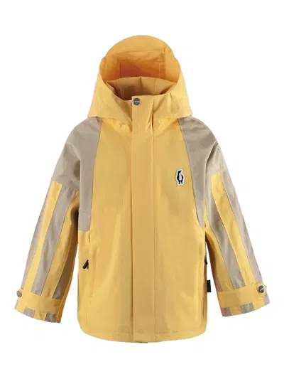 Gosoaky Kids' Roaring Cat Hooded Panelled Jacket In Yellow