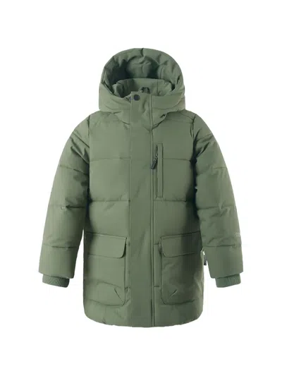 Gosoaky Kids' Tiger Eye Hooded Padded Jacket In Green