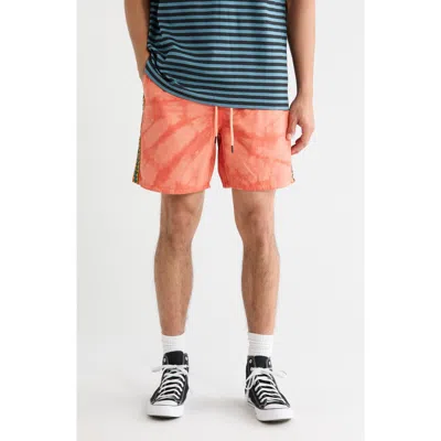 Gotcha Cortez Print Drawstring Shorts In Orange