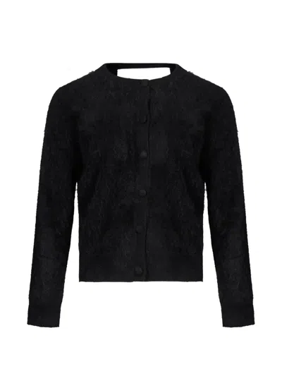 Gotha Brushed-knit Button-up Cardigan In Black