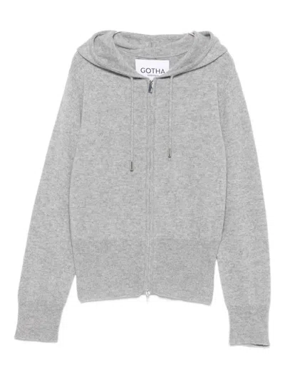 Gotha Hooded Zip-up Cardigan In Gray