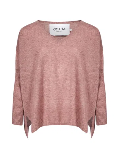 Gotha Ribbed-knit V-neck Sweater In Pink