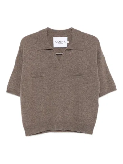 Gotha Short-sleeved Polo Top In Brown
