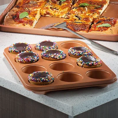 Gotham Steel 12 Cup Nonstick Muffin Pan In Orange