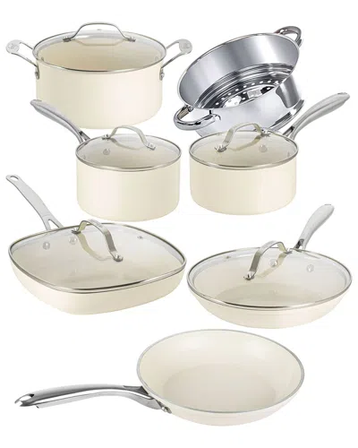 Gotham Steel 12pc Ultra Nonstick Ceramic Cookware Set With Stay Cool Handles In Neutral