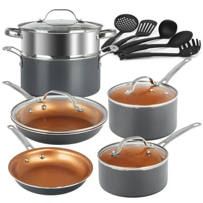 Gotham Steel 15 Piece Nonstick Cookware Set With Utensils In Copper