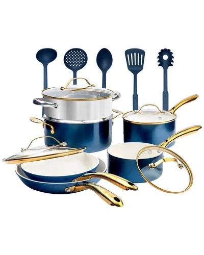 Gotham Steel 15pc Ultra Nonstick Ceramic Cookware Set With Utensils In Blue