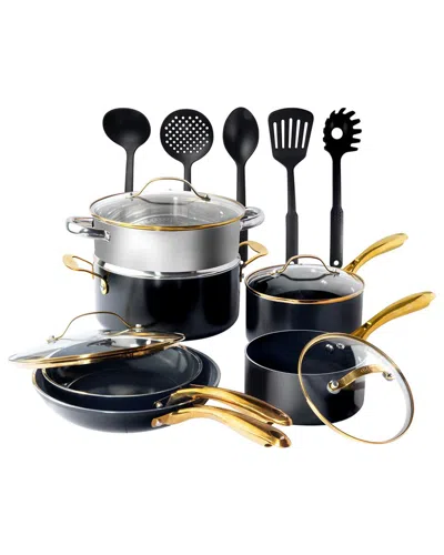 Gotham Steel 15pc Ultra Nonstick Ceramic Cookware Set With Utensils In Black