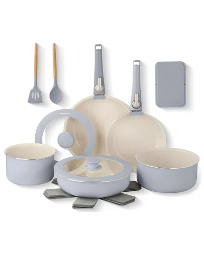 Gotham Steel 18pc Nonstick Ceramic Cookware Set With Detachable Handles In Gray