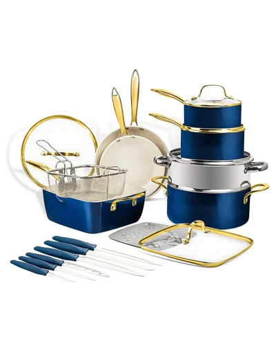Gotham Steel 20pc Ultra Nonstick Ceramic Cookware Set With Nutriblade Knives In Blue
