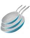 Gotham Steel Aqua Blue Fry Pans Set Of 3 In Blue