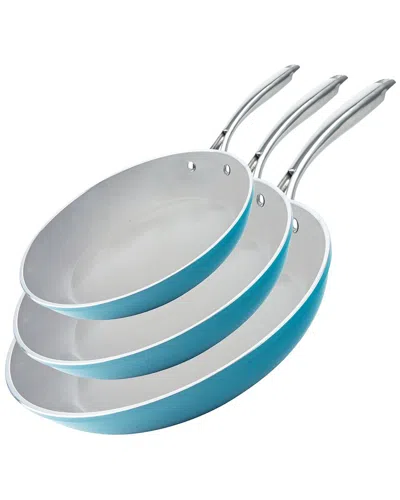 Gotham Steel Aqua Blue Fry Pans Set Of 3