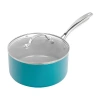 Gotham Steel Aqua Blue 3-qt. Nonstick Sauce Pan With Tempered Glass Lid In Blue