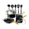 Gotham Steel Black 15-pc. Utlra Non-stick Ceramic Cookware Set With Utensils In Black