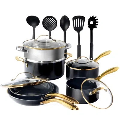 Gotham Steel Black 15 Piece Ultra Nonstick Ceramic Cookware And Bakeware Set