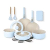 Gotham Steel Ceramic 18-pc. Non-stick Cookware Set With Detachable Handles In Blue