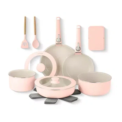 Gotham Steel Ceramic 18-pc. Non-stick Cookware Set With Detachable Handles In Pink