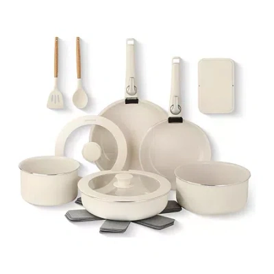 Gotham Steel Ceramic 18-pc. Non-stick Cookware Set With Detachable Handles In White