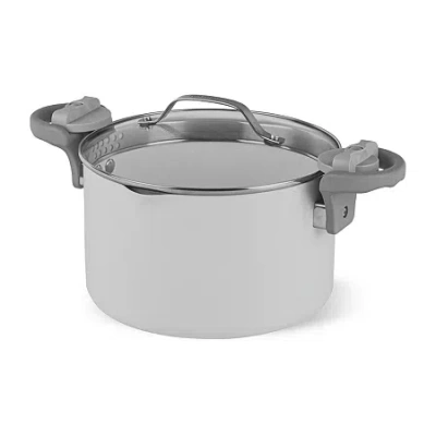 Gotham Steel Ceramic Ultra 5-qt. Non-stick Pasta Pot With Strainer And Twist With Lock Handles In Gray