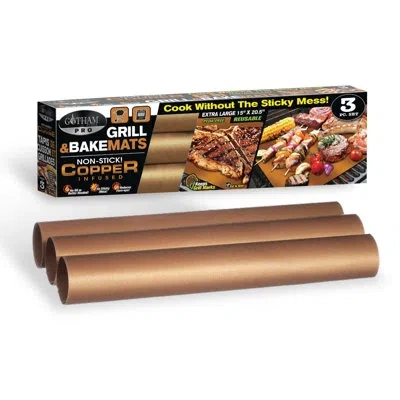 Gotham Steel Copper Grill And Baking Mats - Set Of 3 In Brown