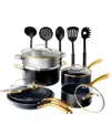 GOTHAM STEEL NATURAL COLLECTION CERAMIC COATING NON-STICK 15-PIECE COOKWARE SET WITH GOLD-TONE HANDLES