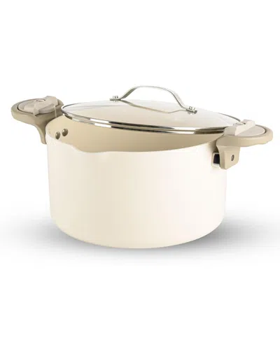 Gotham Steel Natural Collection Ceramic Coating Non-stick 5 Qt Pasta Pot With Lock Handles In Cream